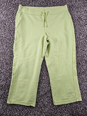 Cheetah Athletics Womens Sz L Cropped Pull On Wide Leg pants Lime Green